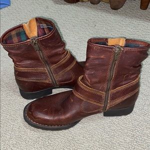 Brown combat boots